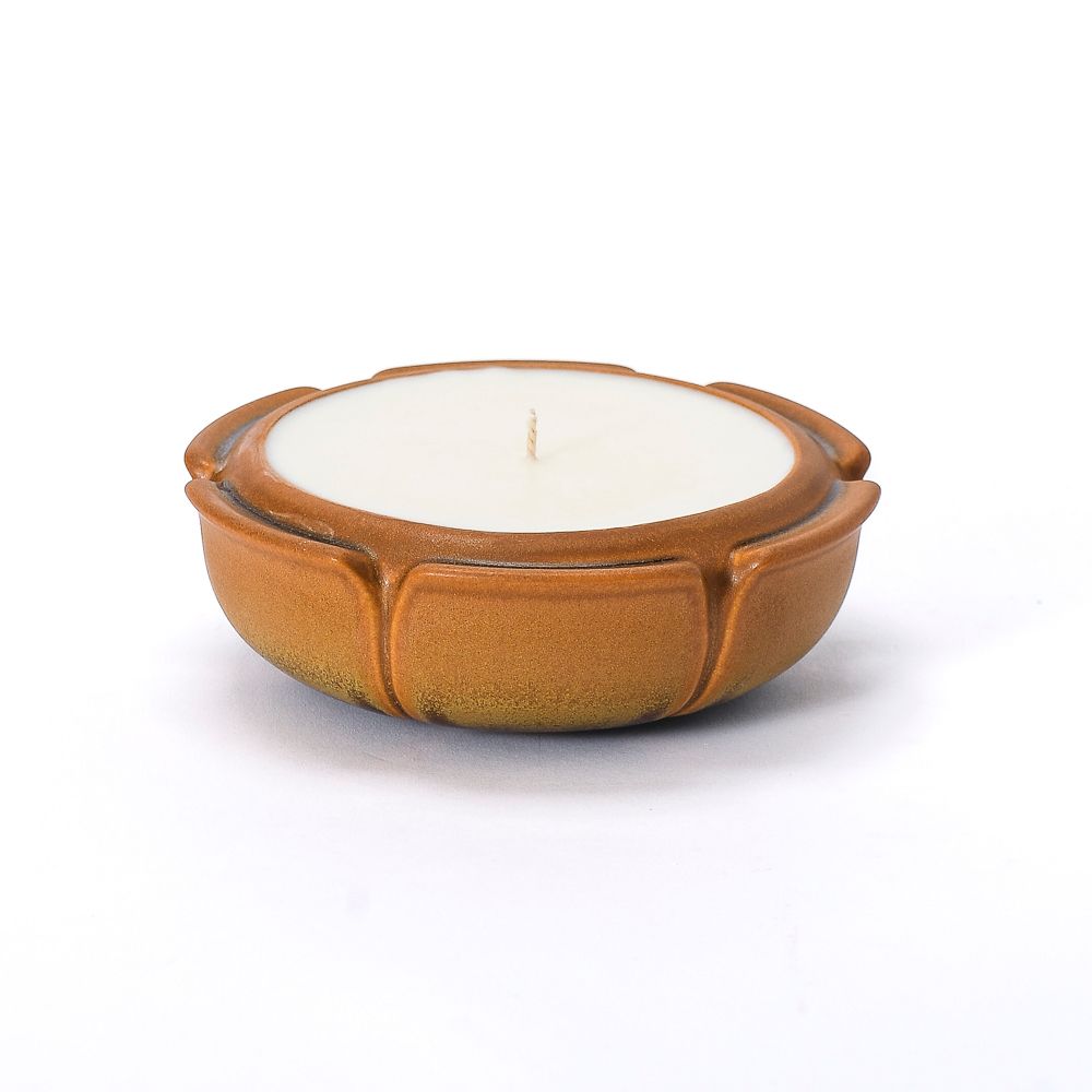 Large Flower Dish Candle, Chestnut