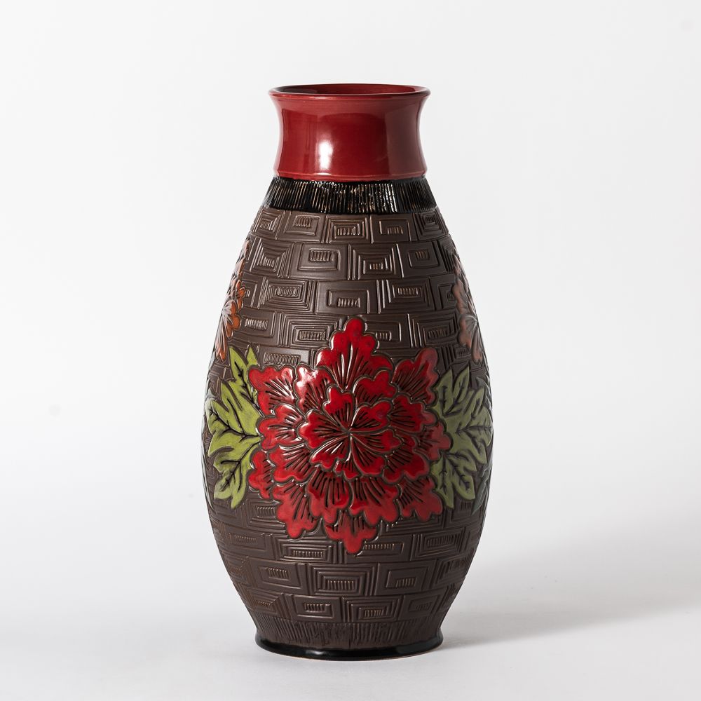 Hand Thrown Homage French Red Vase #03