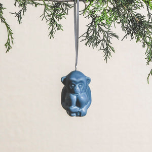 Shiri Monkey Ornament - Blue Suede