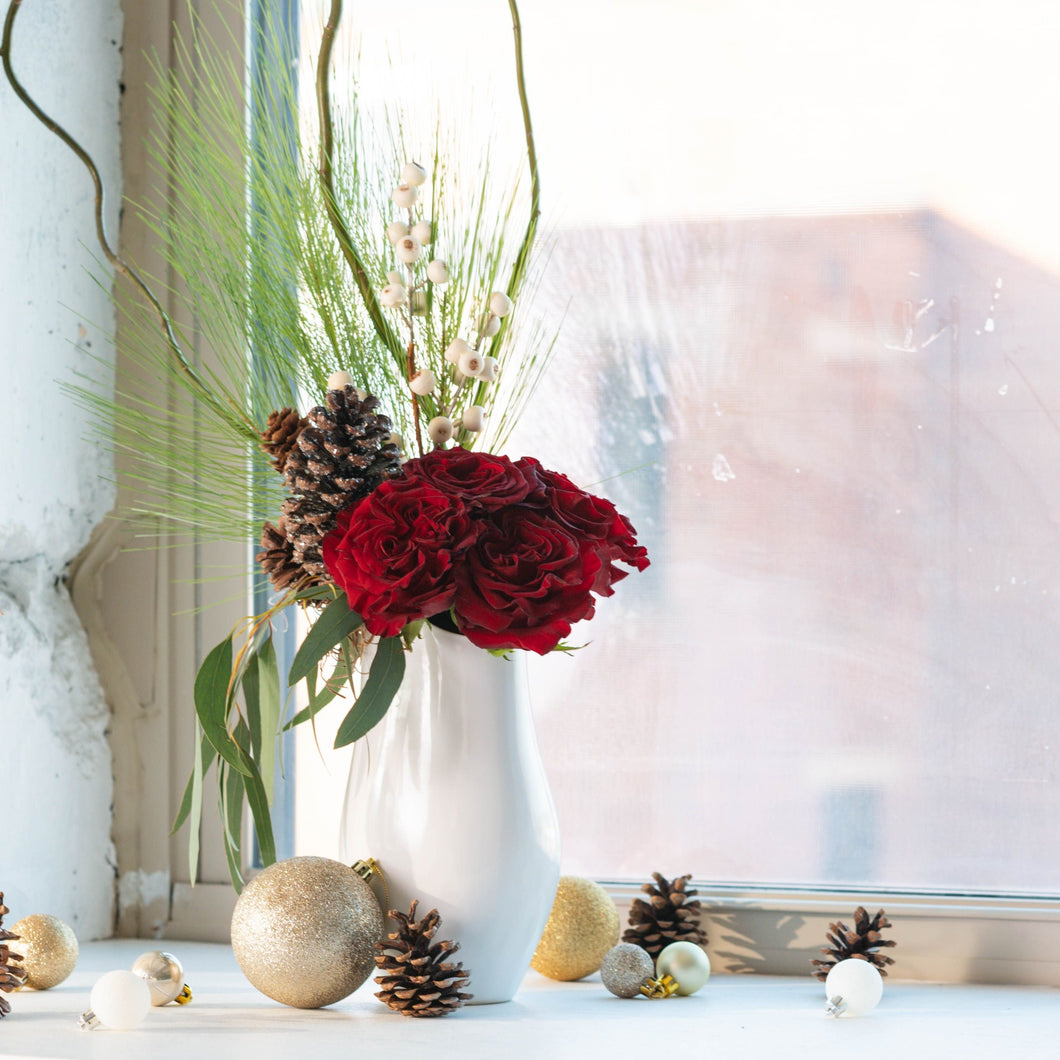 Saturdays in the Studio | Holiday Centerpieces with Sprouts Floral Design, Riverstone Carafe