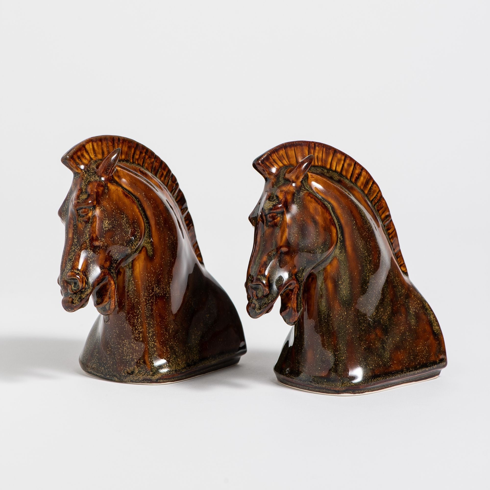 Horse Head Bookend Set, Copper Canyon – Rookwood Pottery
