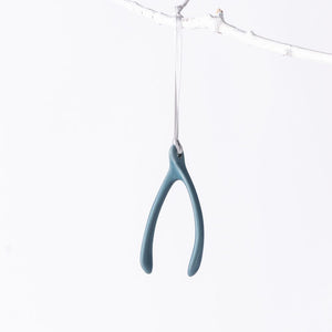 Wishbone Ornament - Blue Suede