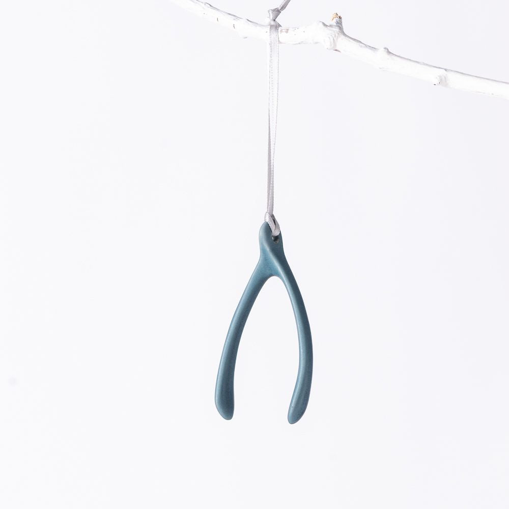 Wishbone Ornament - Blue Suede