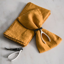 Load image into Gallery viewer, Stone Washed Linen Napkins Ochre, Set of 4
