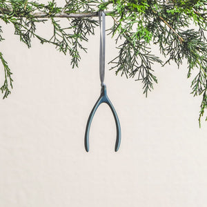 Wishbone Ornament, Blue Suede