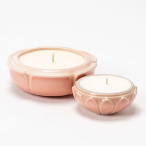 Flower Dish Candle Set - Deco Pink, Bergamot Rosewood