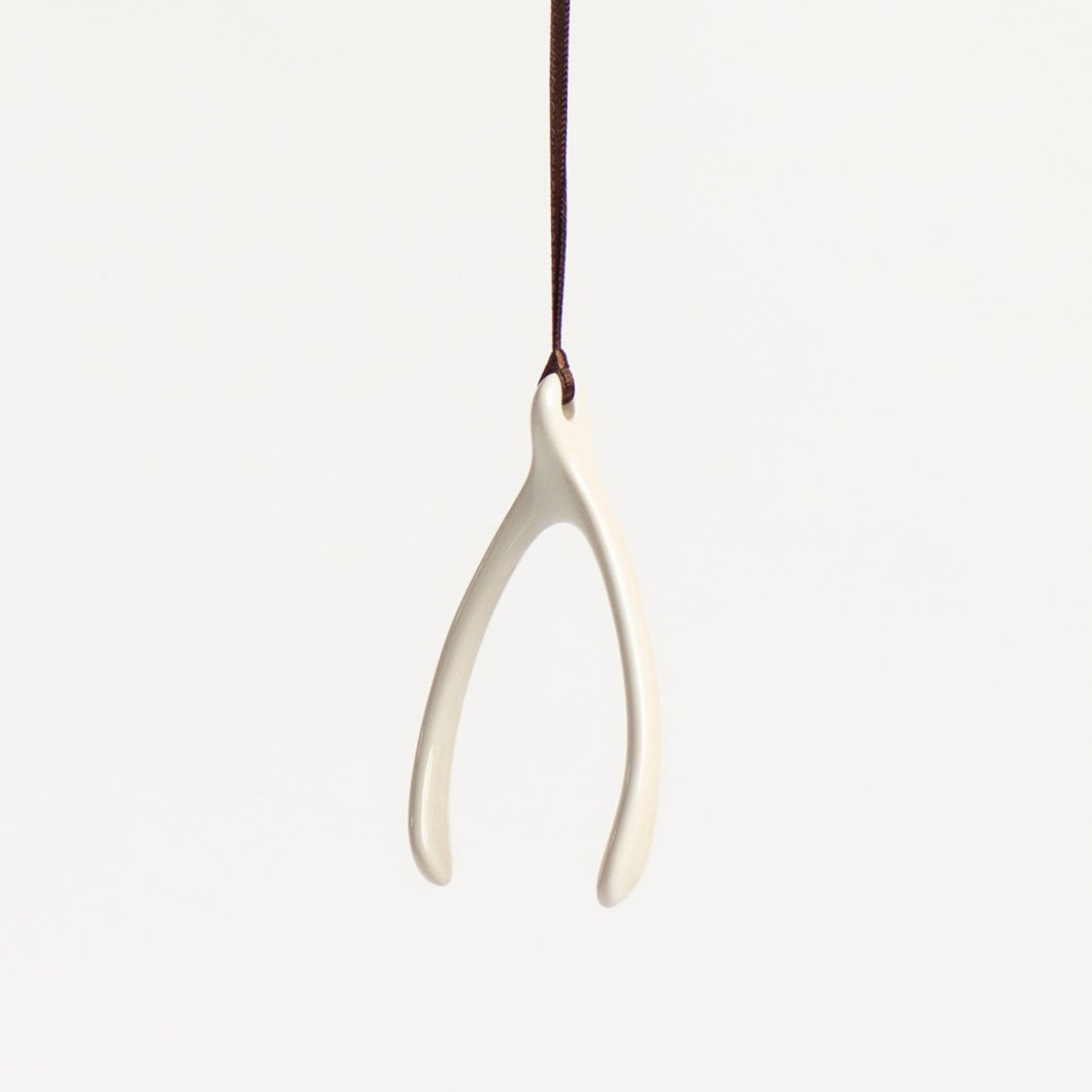 White Wishbone Ornament from Rookwood Pottery
