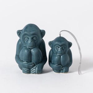 Shiri Monkey Paperweight + Ornament Bundle - Blue Suede