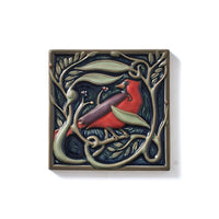 Hand Painted Revival Bird Tiles, Cardinal