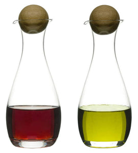Oak Oil/vinegar bottles with oak stoppers, 2-pack