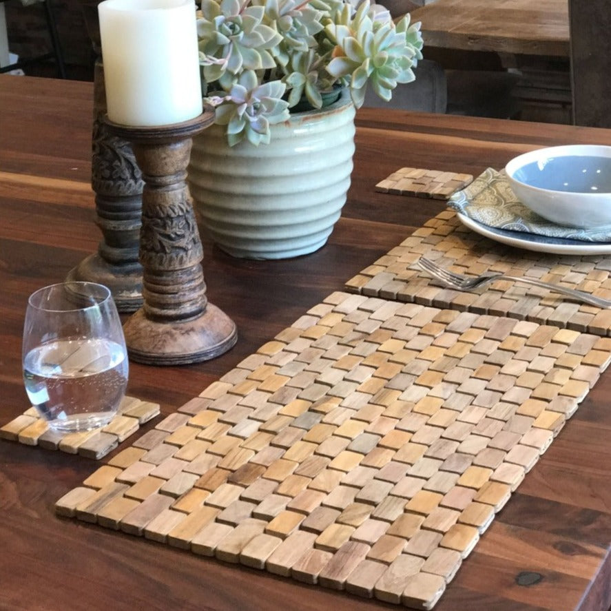 Natural Teak Placemat Set of Two (17.5 x 12