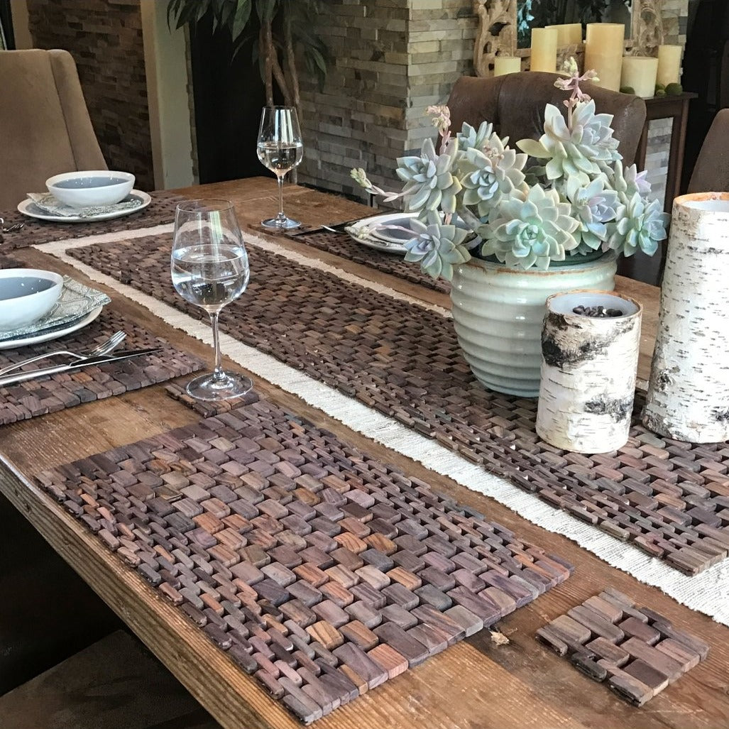Teak & Rosewood Placemats Set of Two (17.5 x 12