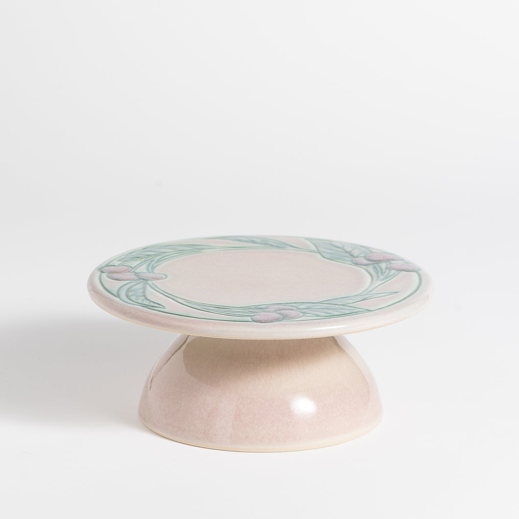 Hand Thrown & Hand Painted Cake Stand #2590