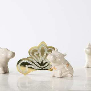 Hippo Figurine, Hand-Painted Crown