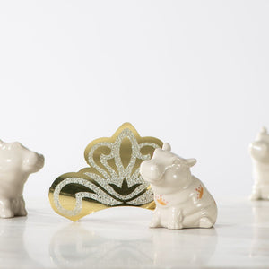 Hippo Figurine, Hand Painted Crown
