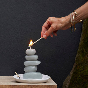 Ebb + Flow Cairn Candle - Light Gray