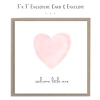 Welcome Little One Mini Card - Pink Heart Baby Girl Card