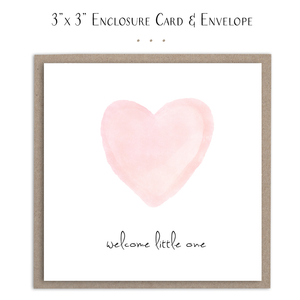 Welcome Little One Mini Card - Pink Heart Baby Girl Card