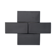 Load image into Gallery viewer, As our darkest matte glaze, Beatnik offers a consistent black color, slightly textured matte surface, and an opaque break along tile edges and relief details.
