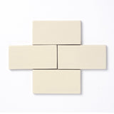 This glaze is a light neutral yellow offering a subtle warmth and showcasing a high-gloss surface texture and opaque edge break.