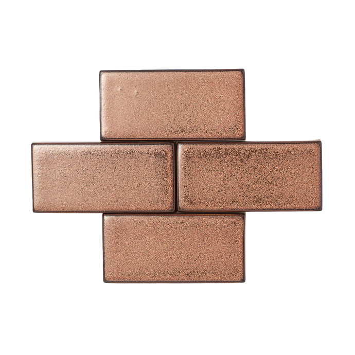 This stand-out metallic features a neutral brown base color with blooms of burnt rose gold microcrystals. Sasha is a predominantly gloss glaze with areas of matted surface texture.