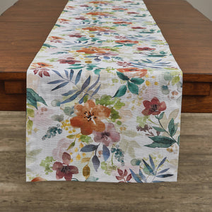 Amber Floral Printed Table Runner 72"L
