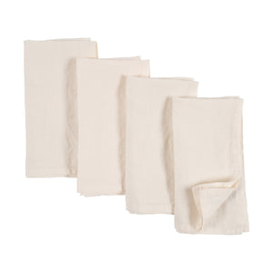 KAF Home 100% Stone Washed Ivory Linen Napkins-Set Of 4, 20" x 20"