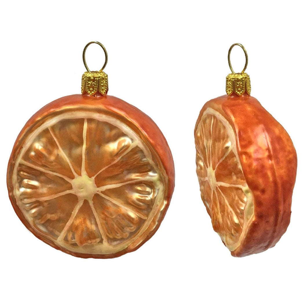 Slice of Mandarin Orange Citrus Fruit Polish Glass Ornament