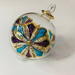 Blown Glass Ornament - Mauve Flower