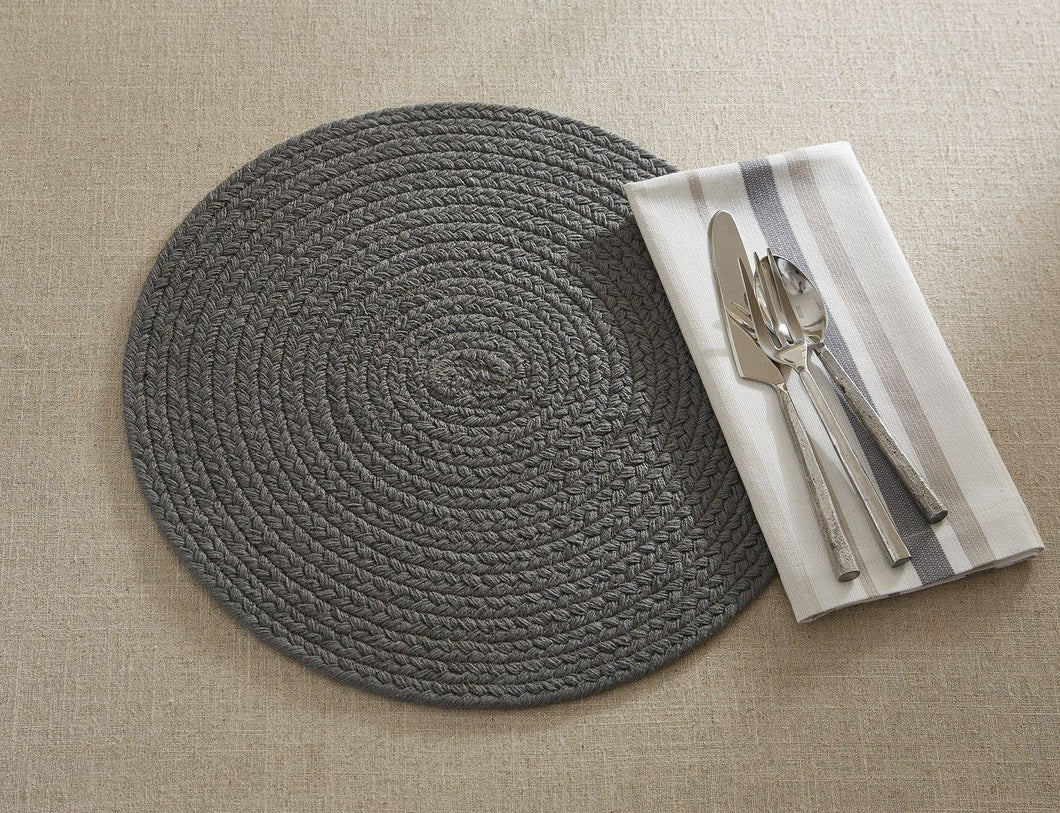 Essex  Round Placemat - Charcoal