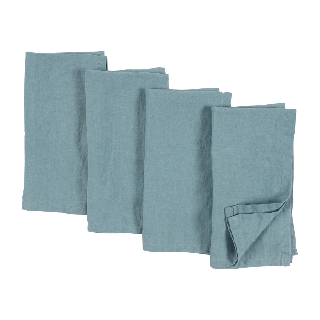 KAF Home 100% Stone Washed Light Blue Linen Napkins-Set Of 4, 20