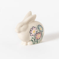Grove Bunny Figurine - Hand Painted Spring Flowers